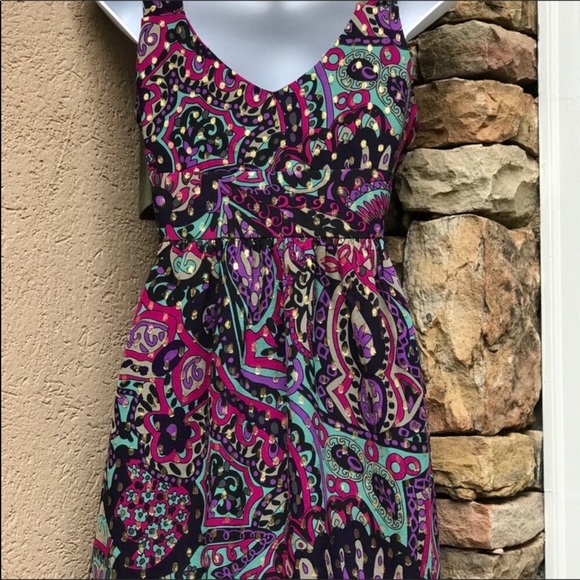 Tibi colorful silk V-neck dress size small - Picture 4 of 7